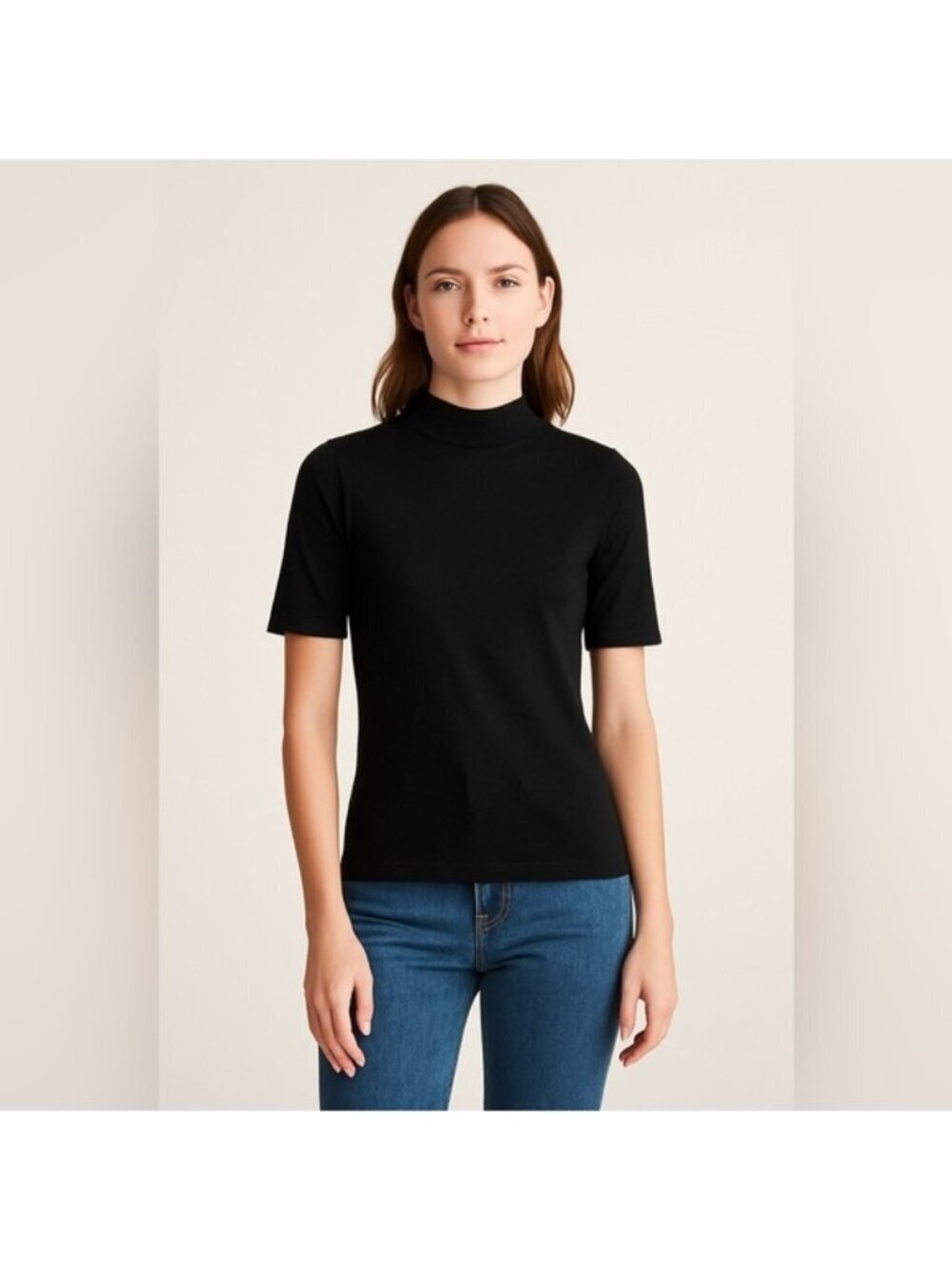 Kit and Ace Black Short Sleeve Mock Neck Top – Approx. Size XS/S
